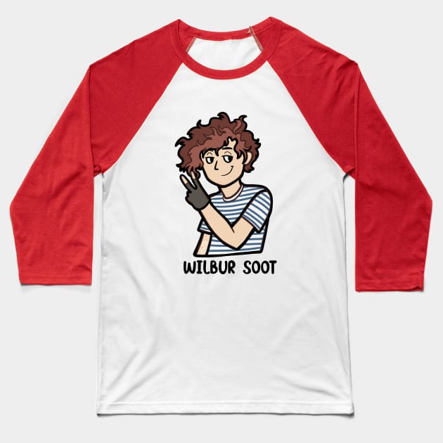 Wilbur in striped Tee Baseball T-Shirt by Sketchy